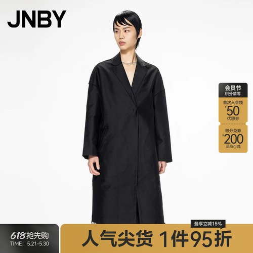 JNBY/江南布衣折扣春风衣长款挺括西装领简约中长款外套女