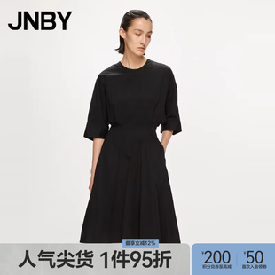 JNBY X型中腰圆领简约淑女 江南布衣折扣春夏连衣裙长裙蝙蝠袖