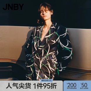 JNBY 宽松一粒扣 江南布衣折扣春夏灯芯绒西服女印花翻领西装