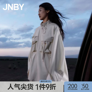 JNBY/江南布衣春秋立领风衣中长款工装风宽松休闲夹克女5N8912680