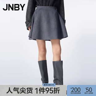 休闲宽松A字拉链式 腰裙女5N0D11610 江南布衣秋冬半身裙短款 JNBY