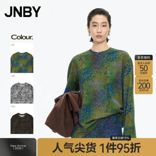 【秋冬上新】JNBY/江南布衣25秋新品T恤宽松圆领长袖5P9112420