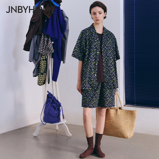 JNBYHOME江南布衣25新liberty印花短袖 家居服睡衣女宽松 短裤 套装