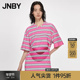 JNBY 江南布衣折扣春夏T恤宽松圆领黑白条纹爱心设计感上衣女