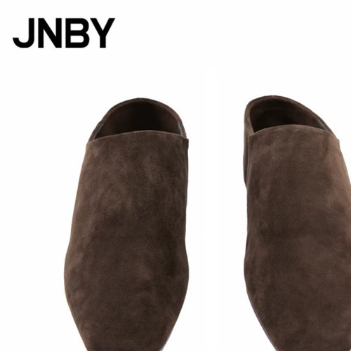 JNBY/江南布衣春秋浅口鞋羊反绒羊皮革设计感休闲一脚蹬7O8M15570