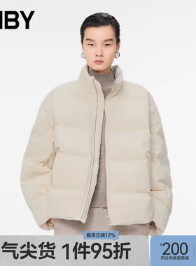 JNBY/江南布衣秋冬灯芯绒羽绒服女立领简约休闲宽松上衣5OAC12460