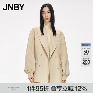 中长款 领拼接灯笼袖 江南布衣折扣秋冬羊毛毛呢大衣羊毛西装 JNBY