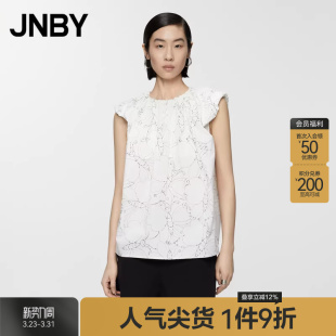 OL风印花圆领无袖 JNBY 衬衫 女装 垫肩女通勤5O5213970 江南布衣夏季