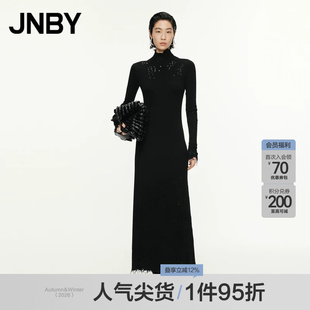 JNBY/江南布衣春秋连衣裙长袖针织圆领镂空设计简约大气5O9G12610