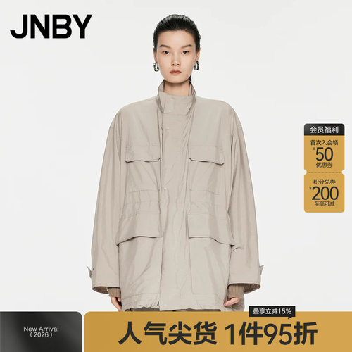 JNBY/江南布衣春秋风衣立领工装外套女极简宽松大气休闲5O7910630