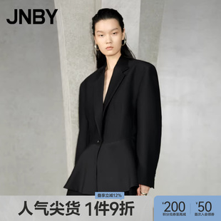 JNBY 女装 西装 桑蚕丝混纺宽松休闲通勤收腰显瘦西服 江南布衣春季