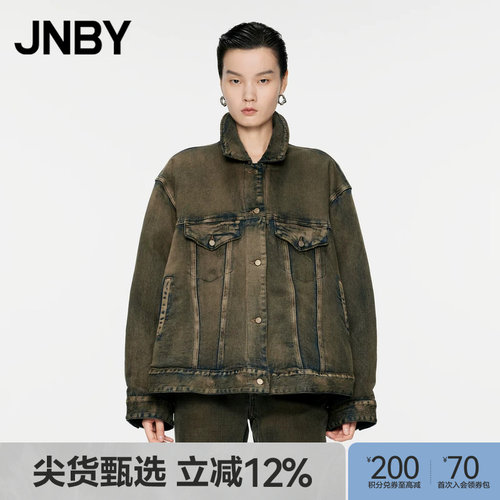 JNBY/江南布衣春秋羽绒服宽松翻领复古牛仔外套长袖5O9C12430