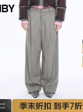 【商场同款】JNBY/江南布衣25冬新品休闲裤宽松阔腿女5P0E15150