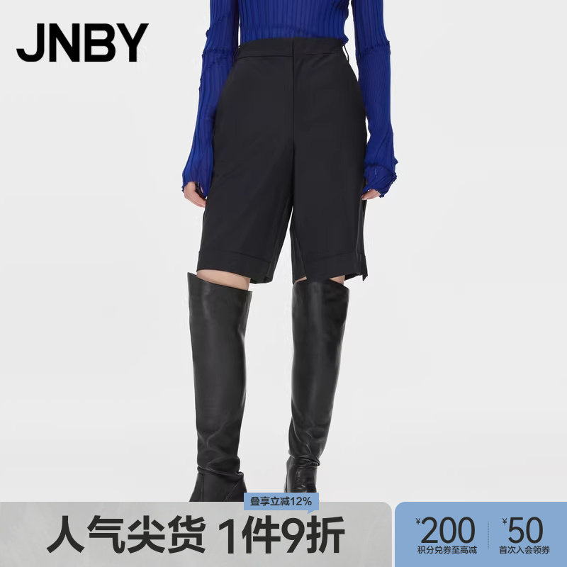 JNBY/江南布衣折扣秋冬短裤女通勤直筒宽松精纺低腰五分裤西装裤