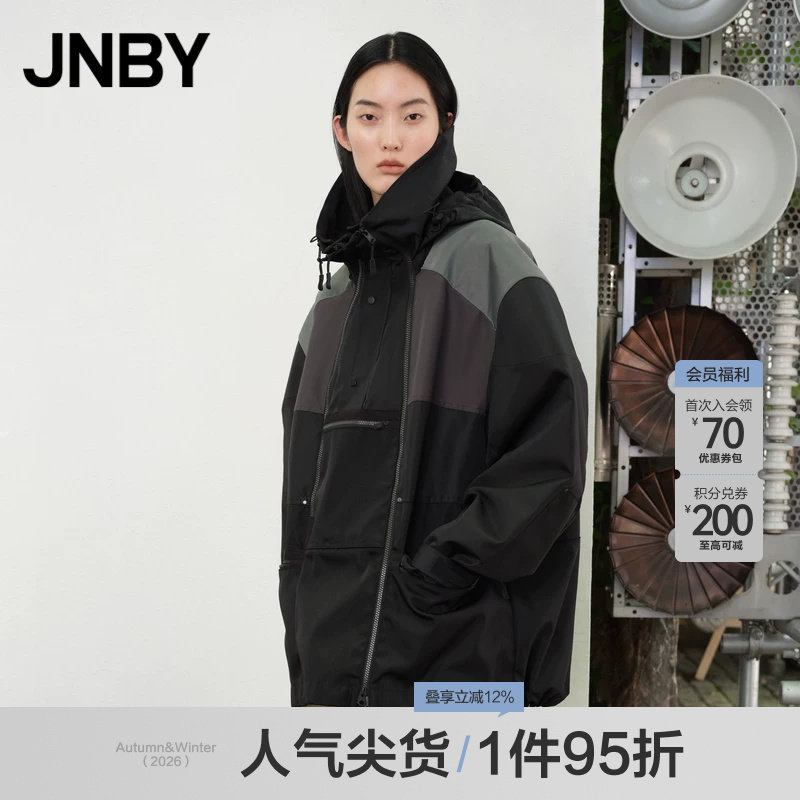 JNBY/江南布衣春秋风衣女立领户外夹克混纺拼接宽松外套5O9911200图片