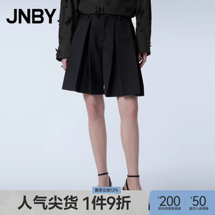 五分裤 JNBY 休闲含羊毛百褶宽松 短裤 直筒中裤 江南布衣春季 女装