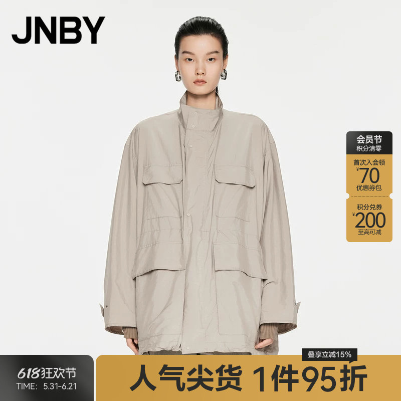 JNBY/江南布衣春秋风衣立领工装外套女极简宽松大气休闲5O7910630