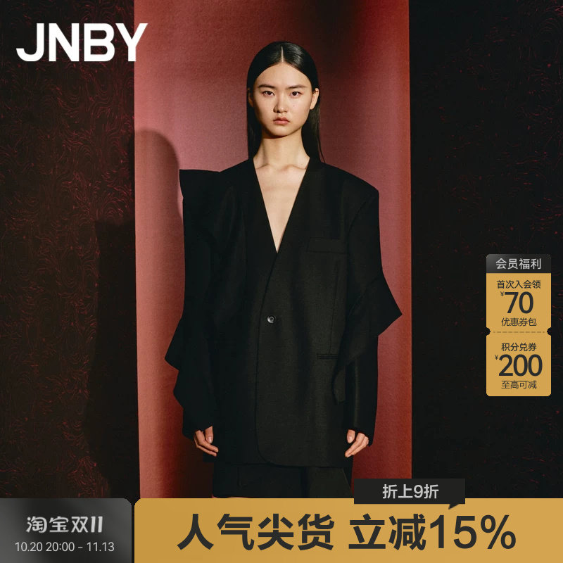 【100%绵羊毛】JNBY/江南布衣春季女装西服宽松休闲戗驳领H型