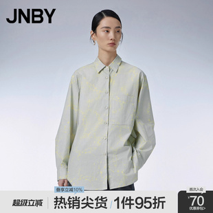 翻領(lǐng)印花寬松長袖 JNBY 江南布衣春夏女裝 襯衫 襯衣小清新花色休閑