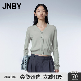 女短款 江南布衣秋季 针织衫 软糯舒适上衣 开衫 100%山羊绒 JNBY