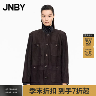 【商场同款】JNBY/江南布衣25冬新品皮衣宽松长袖H型5P0A10980