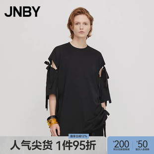 JNBY 飘带设计上衣宽松圆领休闲oversize 江南布衣折扣初秋T恤短袖