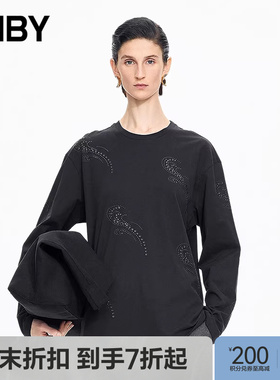 【商场同款】JNBY/江南布衣25冬新品T恤宽松圆领长袖5PB110570