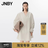 淘宝专享 JNBY 江南布衣春季 连衣裙V领宽松通勤长袖 5P3G12560
