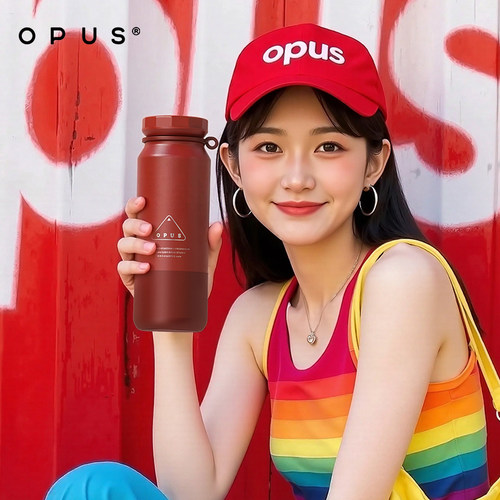 OPUS红色泡茶保温杯女生高颜值户外运动便携随行圣诞礼物情侣水杯