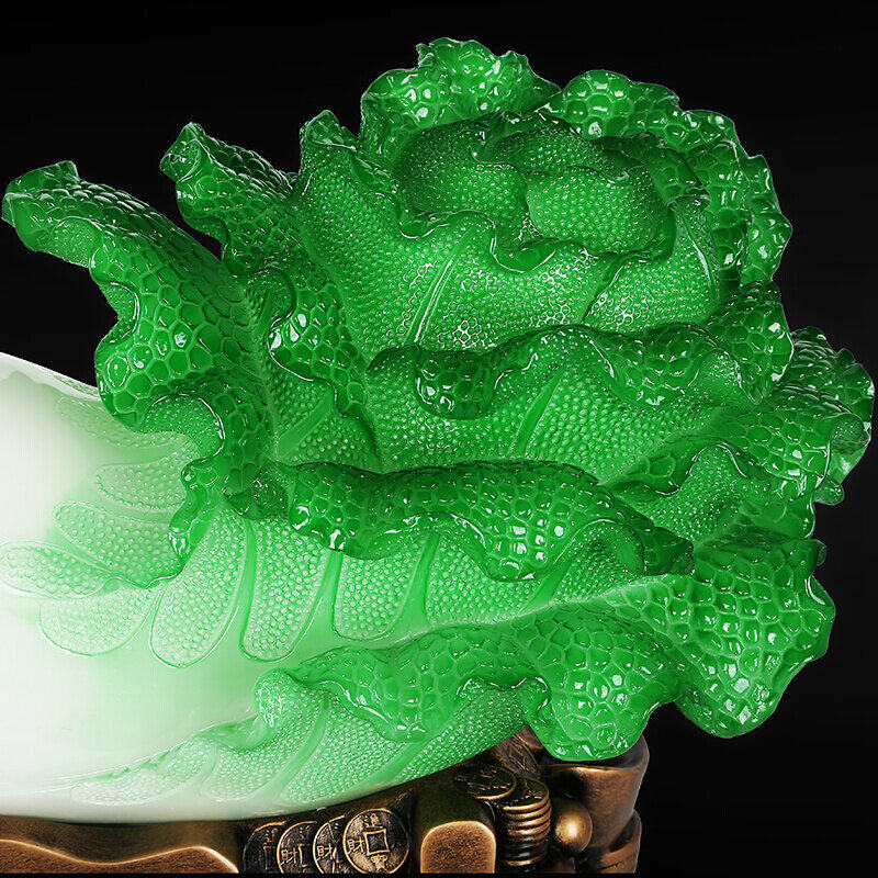 吉善缘 大号招财玉白菜摆件 金蟾貔貅客厅办公室装饰摆设品0831