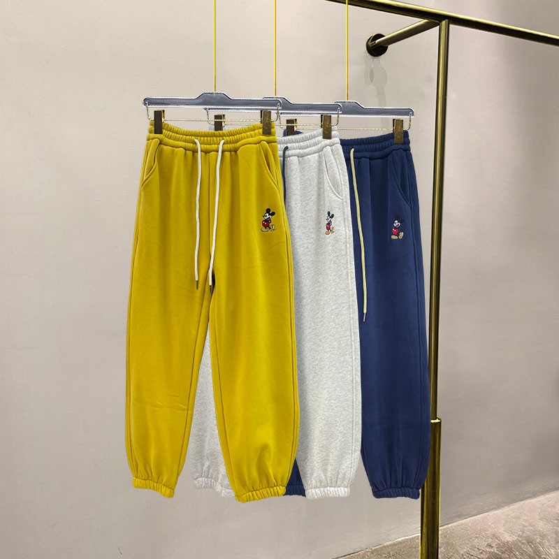 米奇卫裤女冬季加绒束脚阔腿裤