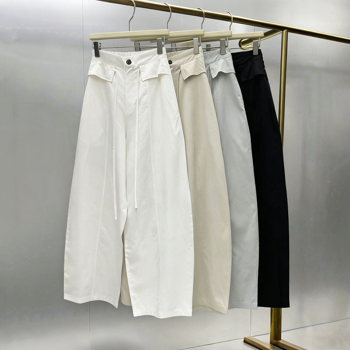 欧货宽松高腰松弛感气球弯刀裤女春款设计感绑带垂感阔腿休闲长裤