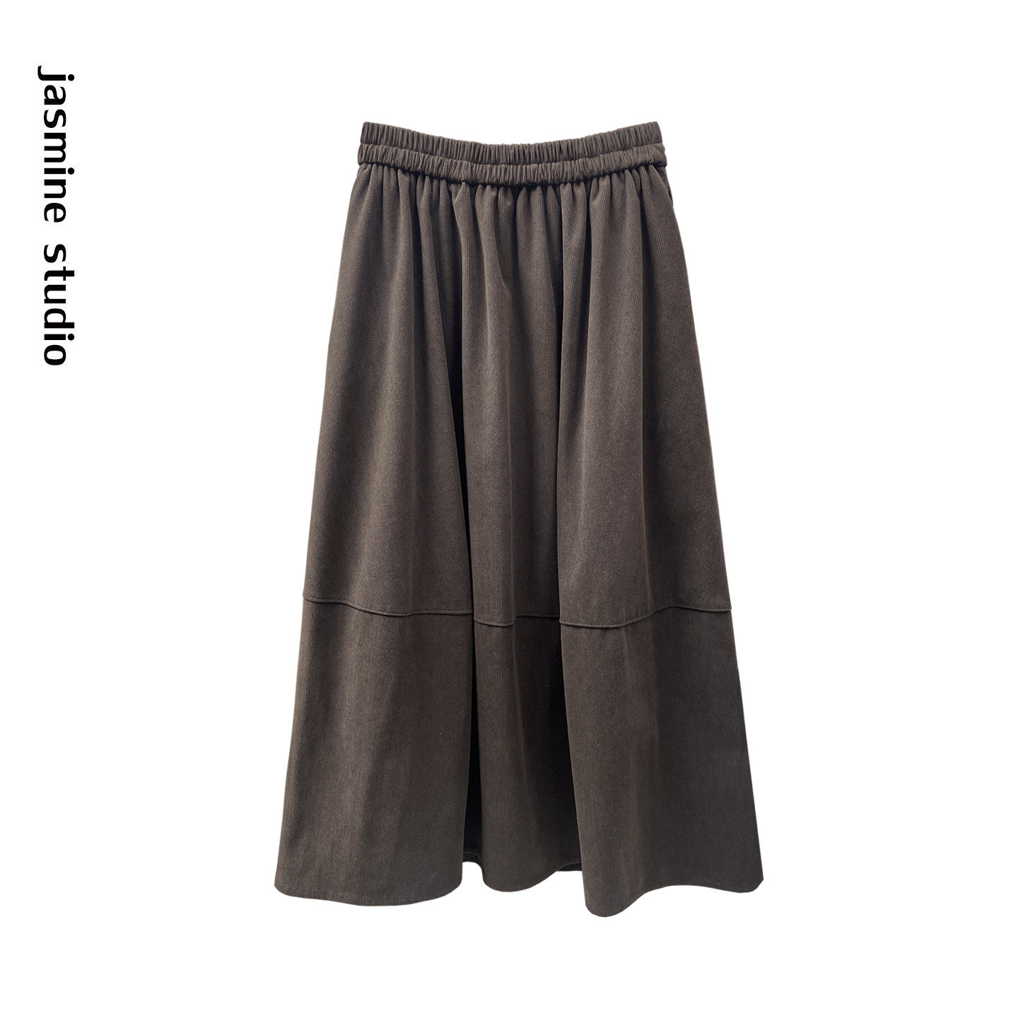 美拉德灯芯绒茧型半身裙女秋冬高腰显瘦垂感a字中长款条绒大摆裙