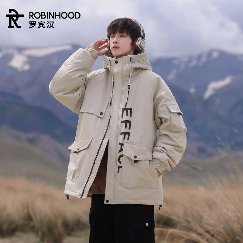 罗宾汉美式羽绒服保暖连帽外套