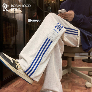 罗宾汉裤子男士2026新款夏季冰丝薄款直筒运动裤潮流百搭休闲宽松