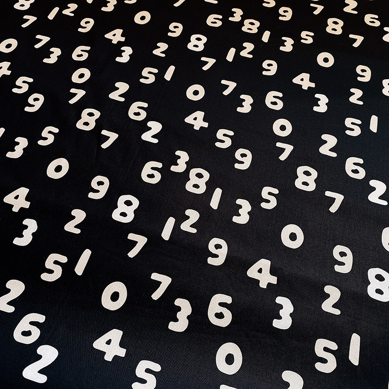 moodoo牛津斜纹全棉布料a级儿童秋装面料外套裤子包袋diy黑底数字