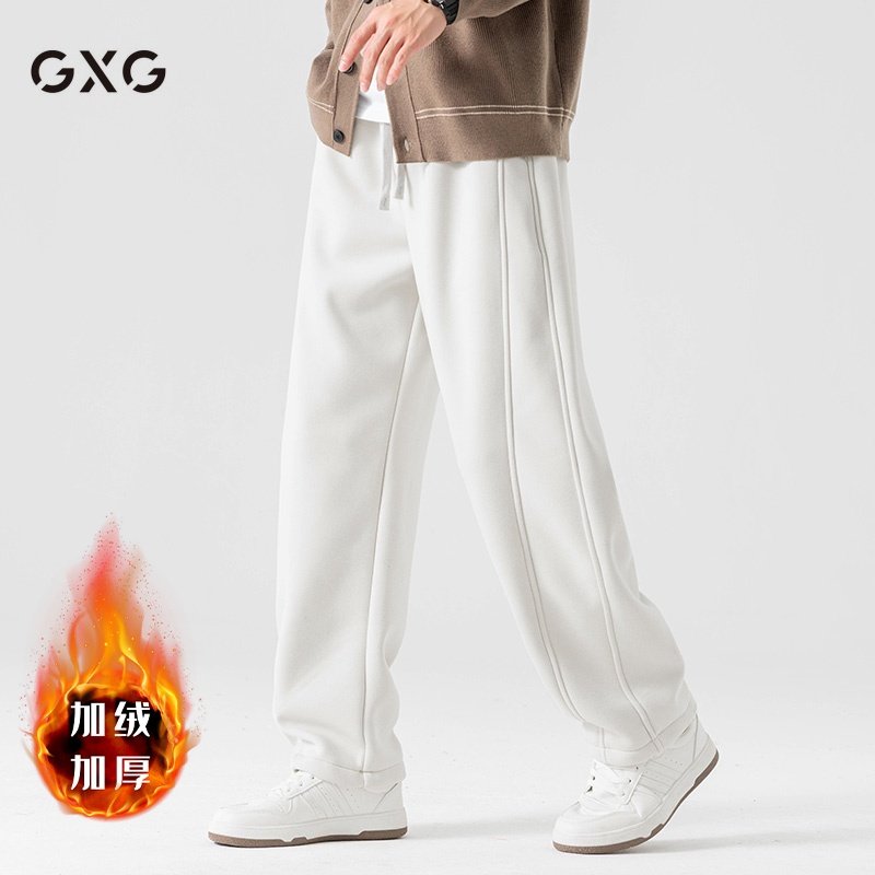 GXG男士新款加绒加厚美式弯刀卫裤宽松百搭休闲运动裤垂感长棉裤,男装,卫裤,淘宝优惠券,粉丝福利购,淘宝优惠卷