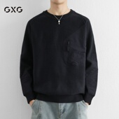 长袖 GXG男士 卫衣 户外贴布圆领风格 毛衣男针织衫 2025新款 秋冬季