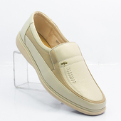 爸爸鞋 男士 透气真皮休闲鞋 中老年男鞋 白鞋 牛皮浅色米黄色商务皮鞋