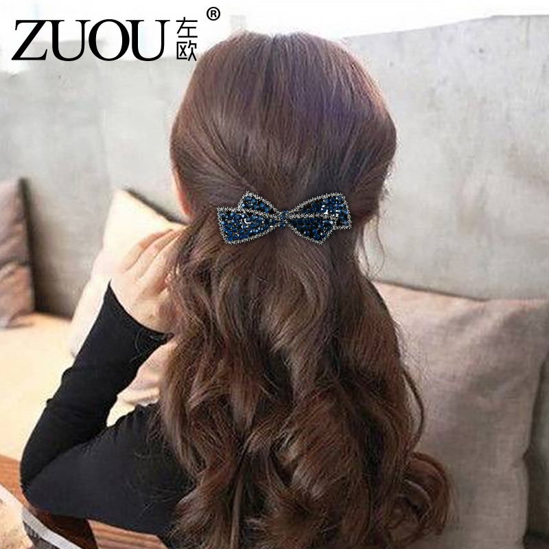 发夹女后脑勺卡子水晶蝴蝶结