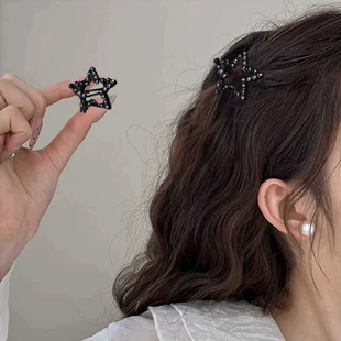侧边精致小夹子绝美高级感水钻五角星发夹碎发边夹刘海发卡鸭嘴夹