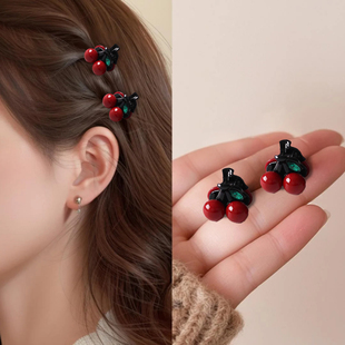 发夹侧边精致小巧迷你小号超小红色小樱桃刘海夹碎发夹小夹子抓夹