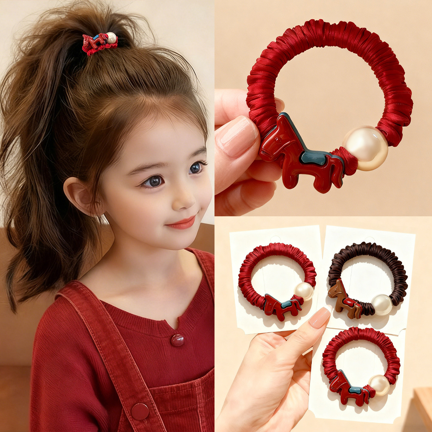 马年发绳头饰小马红色发圈头绳女2026年高弹力新年本命年扎头发圈,饰品/流行首饰/时尚饰品新,发饰,淘宝优惠券,粉丝福利购,淘宝优惠卷