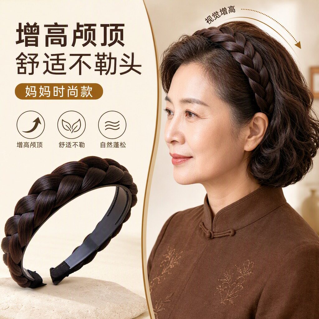 麻花辫假发发箍女中长款舒适女士图片