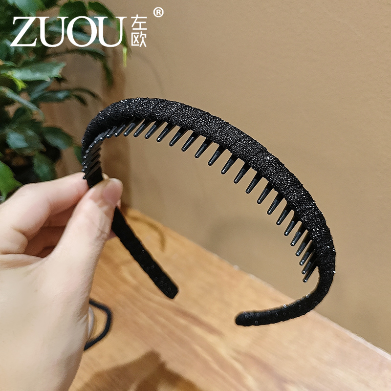 头箍洗脸带齿防滑黑色左欧发箍