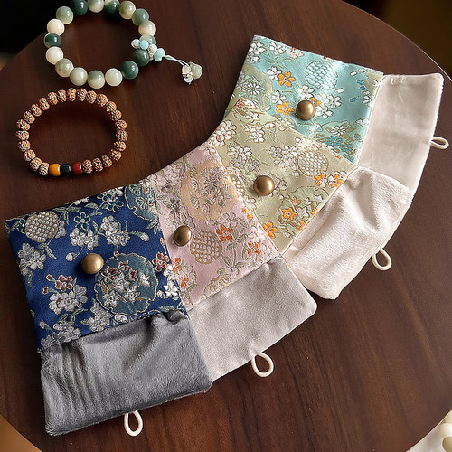 绒布首饰收纳袋防氧化刺绣