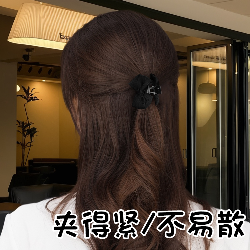 抓夹网纱波点蝴蝶结发抓夹得紧