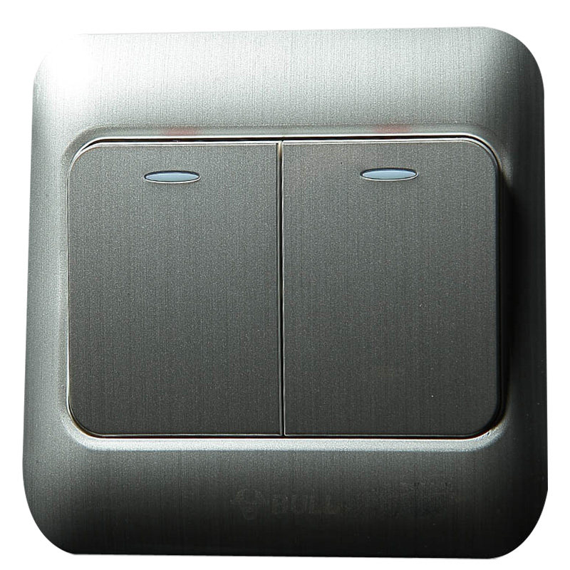 正品BULL公牛一开单控开关带荧光金属拉丝银色G10K111Y  S1两开三