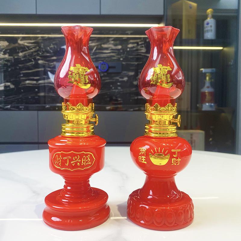 家用LED电子灯电池蜡烛灯仿真油灯老爷灯圆肚灯方肚灯供佛灯
