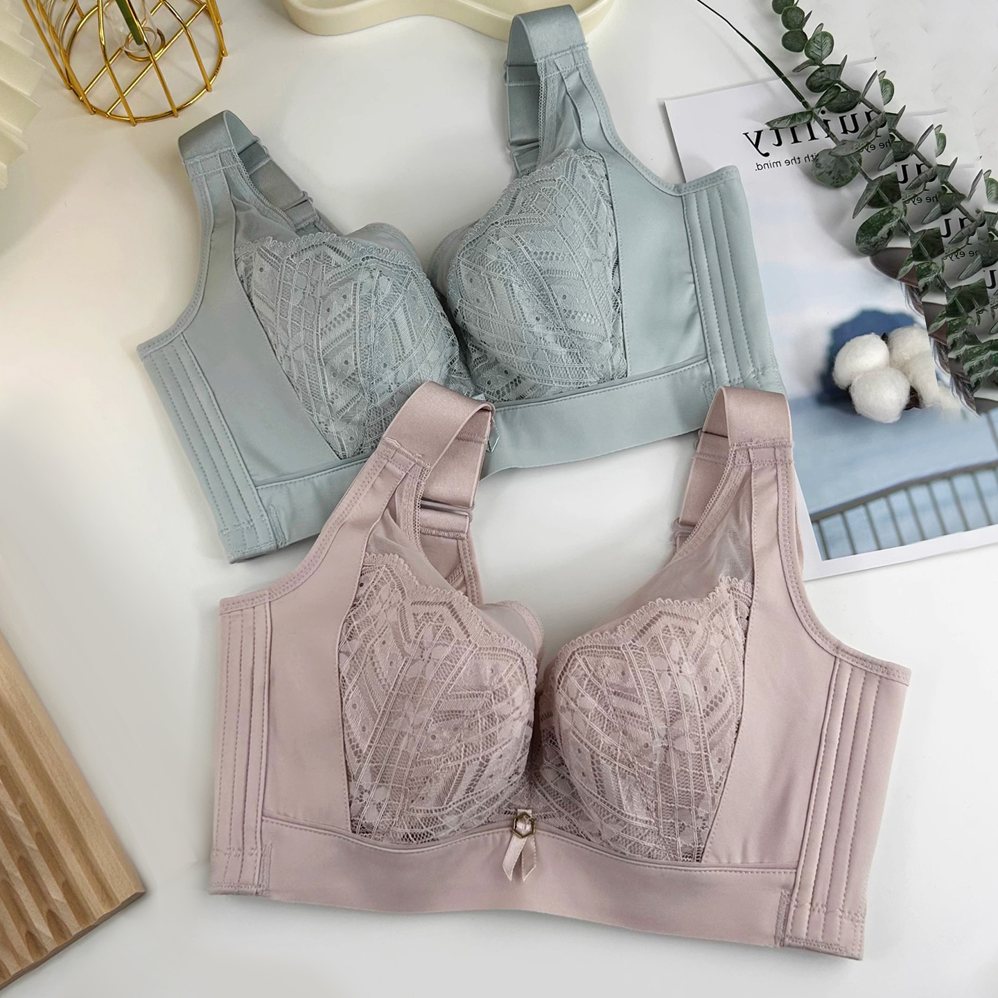 软钢圈大码文胸薄杯大胸显小